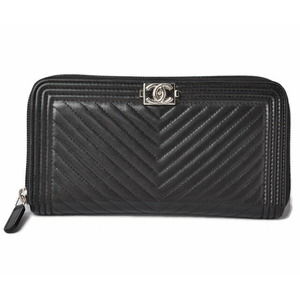 CHANEL Long Wallet Boy Chanel Caviar Skin Mint Green